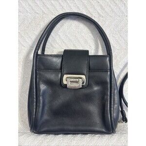 VTG Jacqueline Ferrar Black Mini Crossbody Leather Handbag Satchel